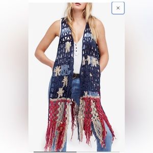 COPY - NEVER WORN . Free People American Dreaming Cotton Crochet Vest